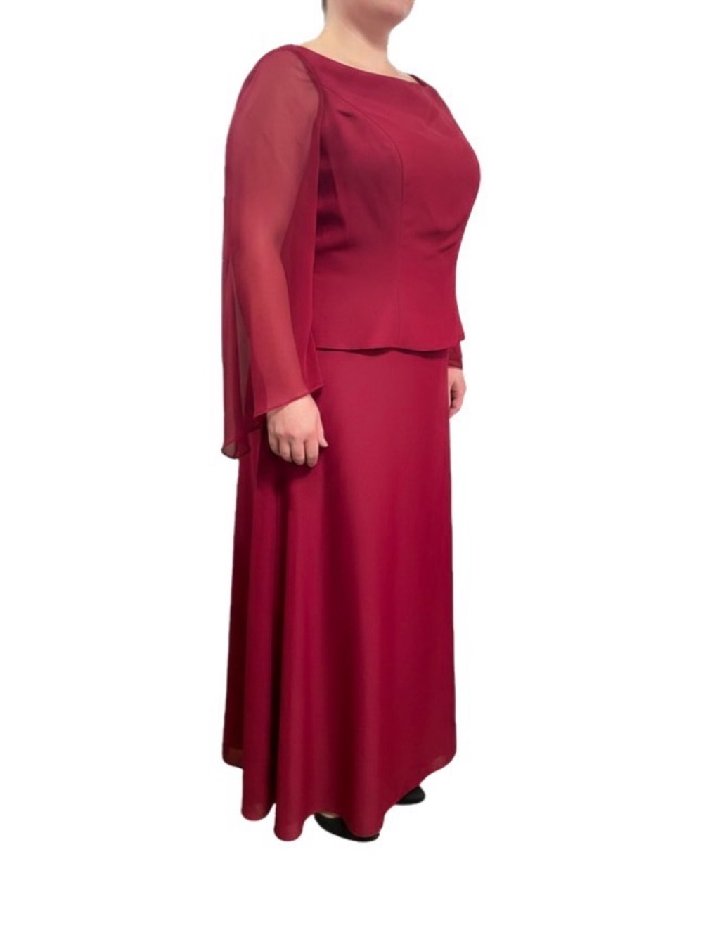 Classic Burgundy Maxi Skirt with Coordinating Top